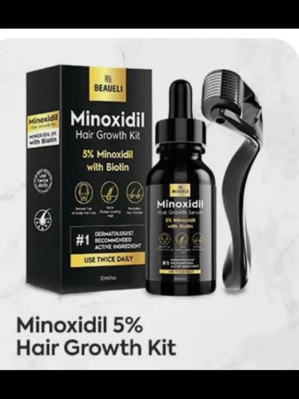 5% Minoxidil hair & Beard Growth Kit – Black & Yellow